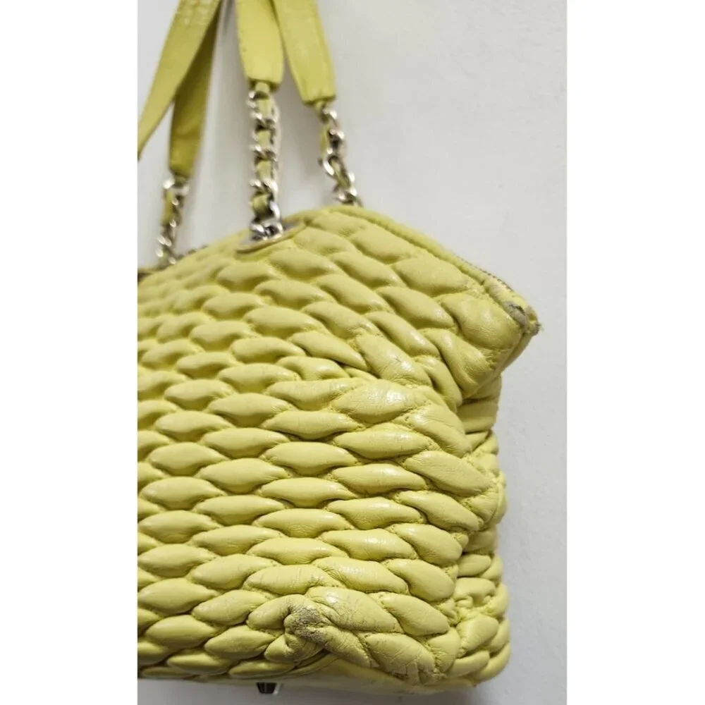 Paolo Masi Italy Woven Leather Tote Bag Yellow Genuine Leather Handbag Italy